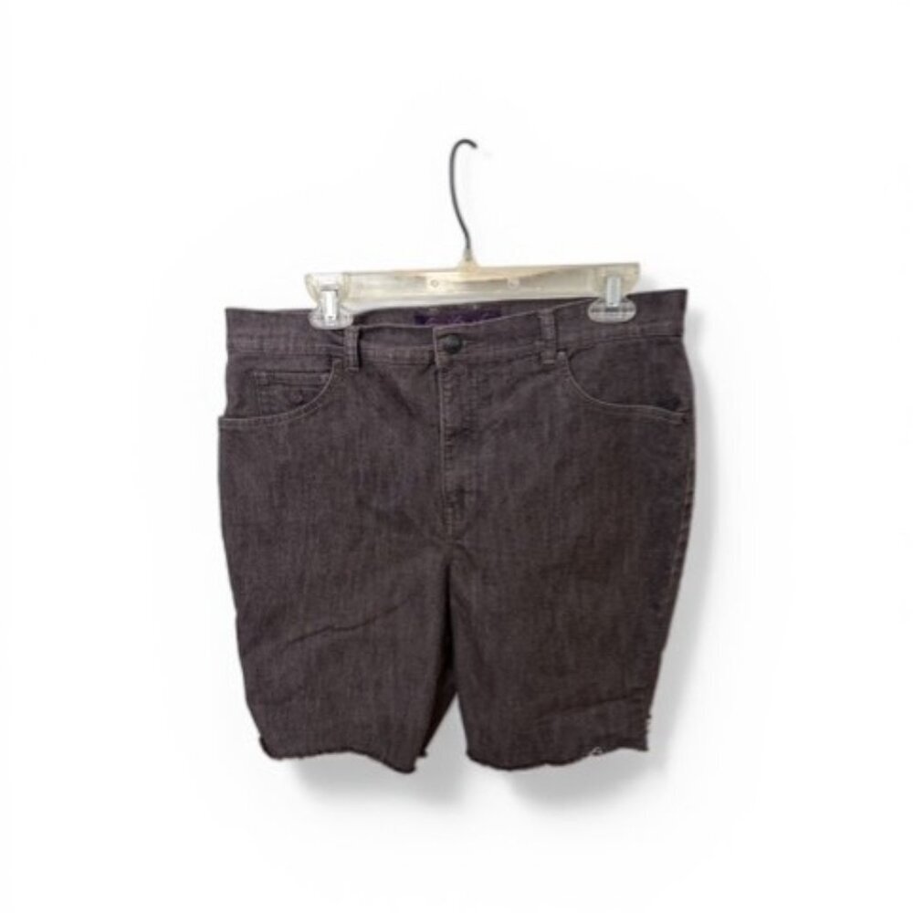 Gloria Vanderbilt Amanda Shorts Cutoffs Black Gray Wash Frayed Hem Women's 14 - Picture 3 of 4